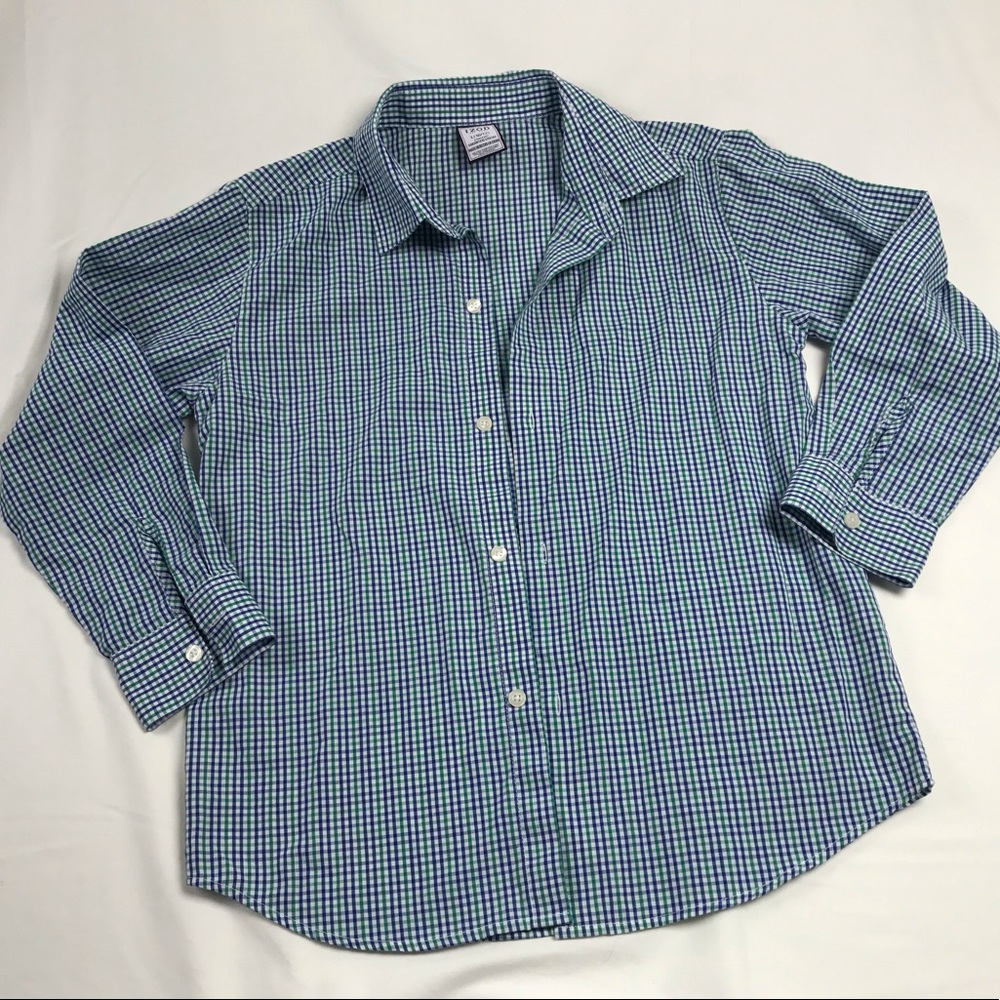 Izod long sleeve button front shirt checked Boys Size L